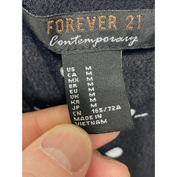 Forever 21 Black Polka Dot Dressy Wide Leg Romper Medium Button Suspenders - Picture 3 of 14